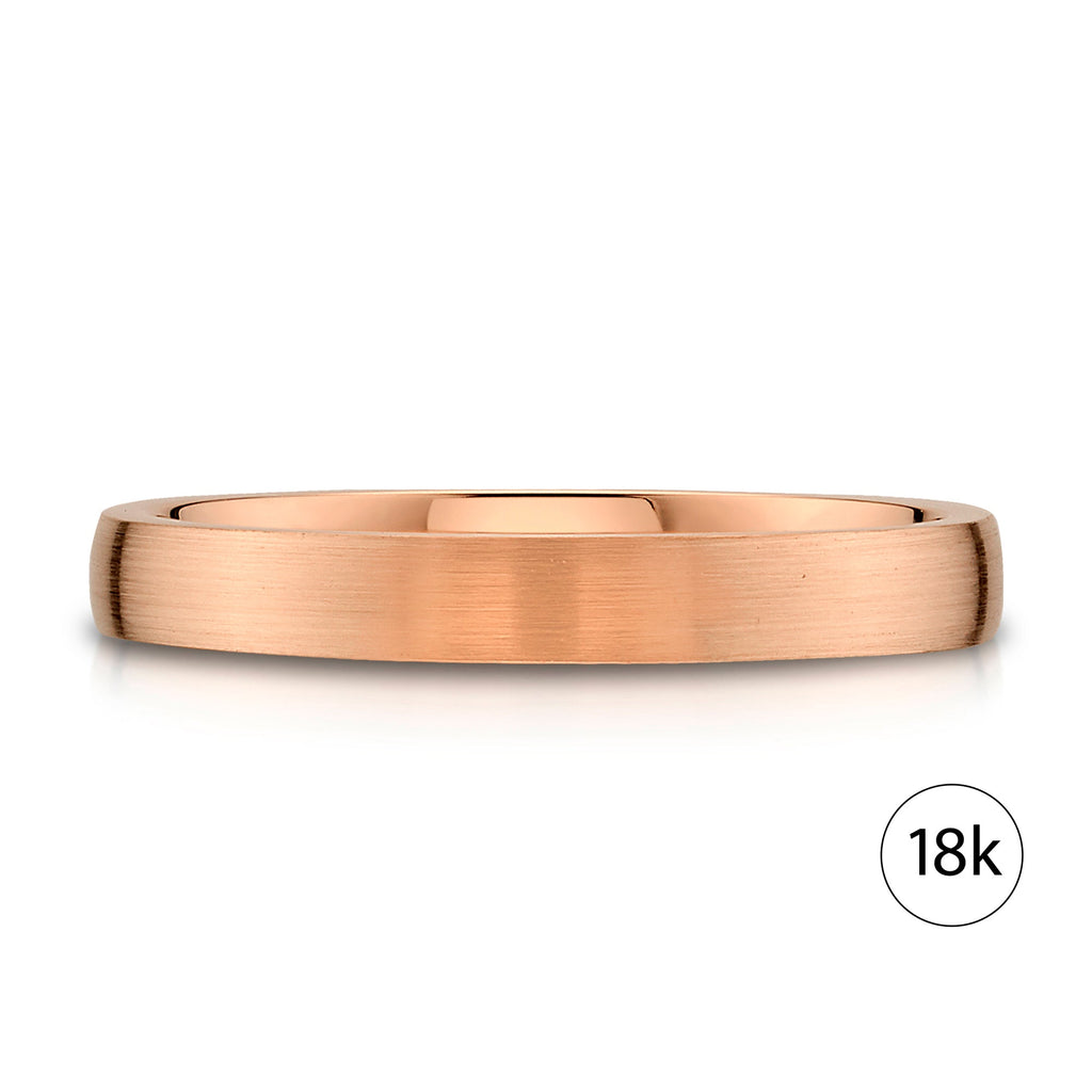 Low Dome Brushed Band in 18k Rose Gold (3mm)