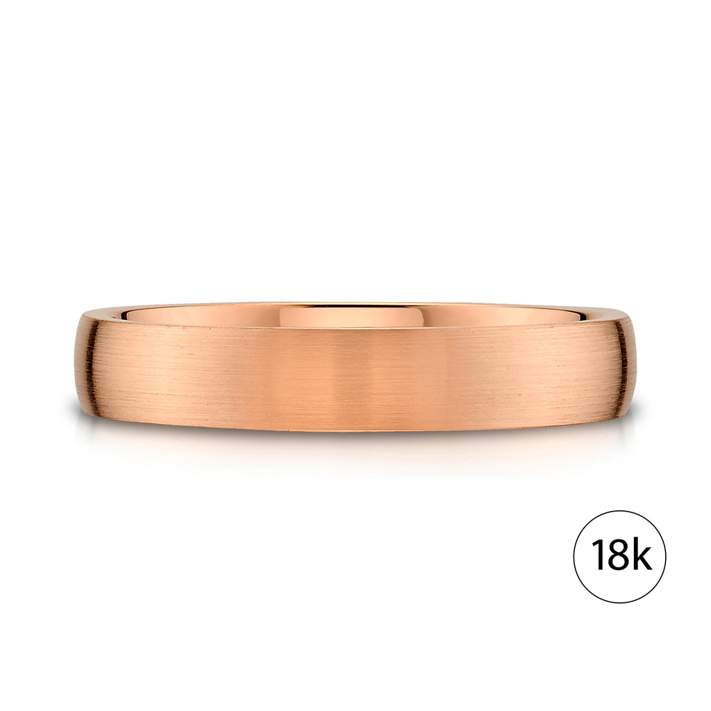 Low Dome Brushed Band in 18k Rose Gold (4mm)