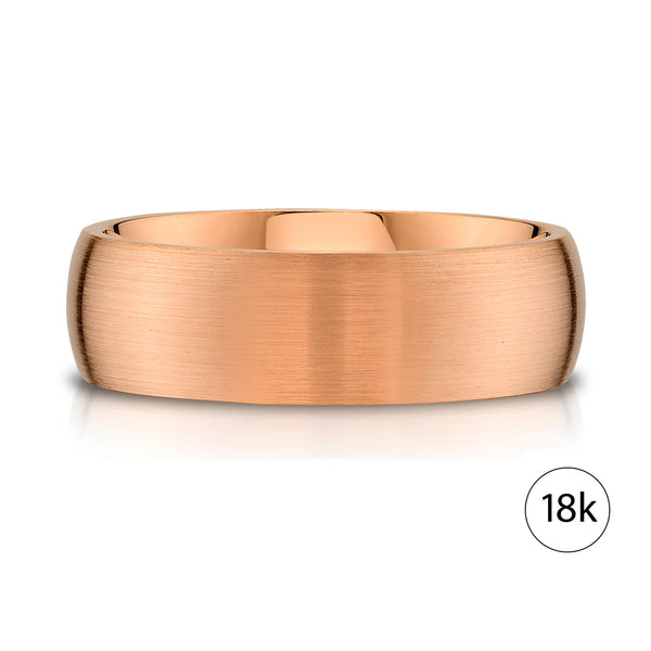 Low Dome Brushed Band in 18k Rose Gold (7mm)