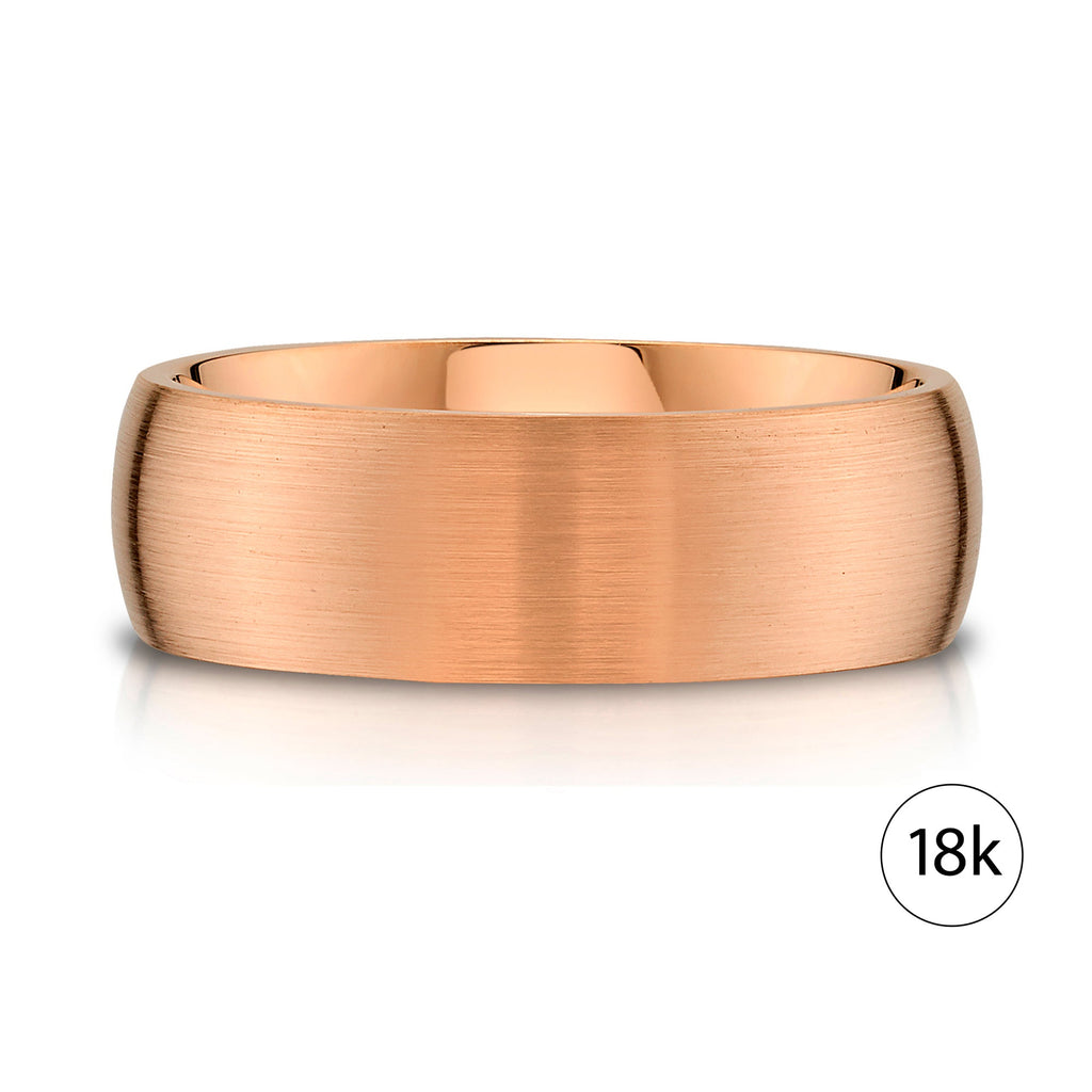 Low Dome Brushed Band in 18k Rose Gold (8mm)