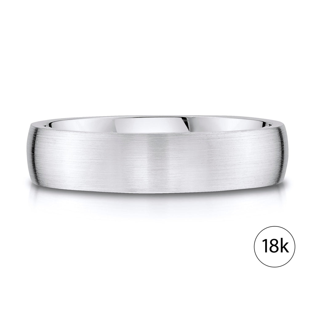 Low Dome Brushed Band in 18k White Gold (5mm)