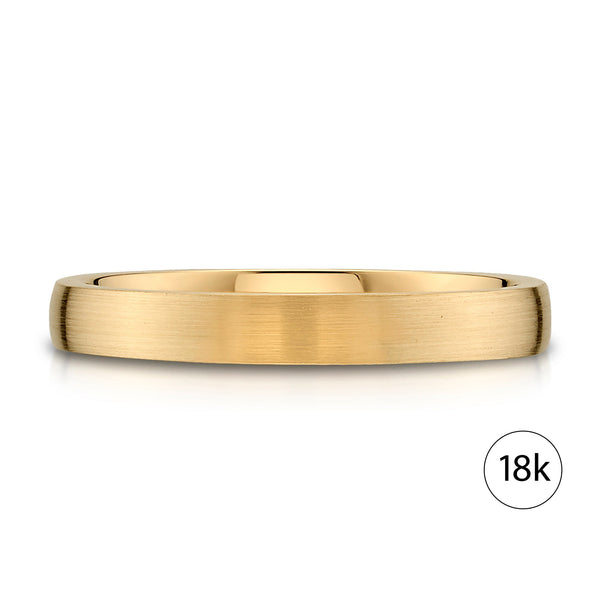 Low Dome Brushed Band in 18k Yellow Gold (3mm)