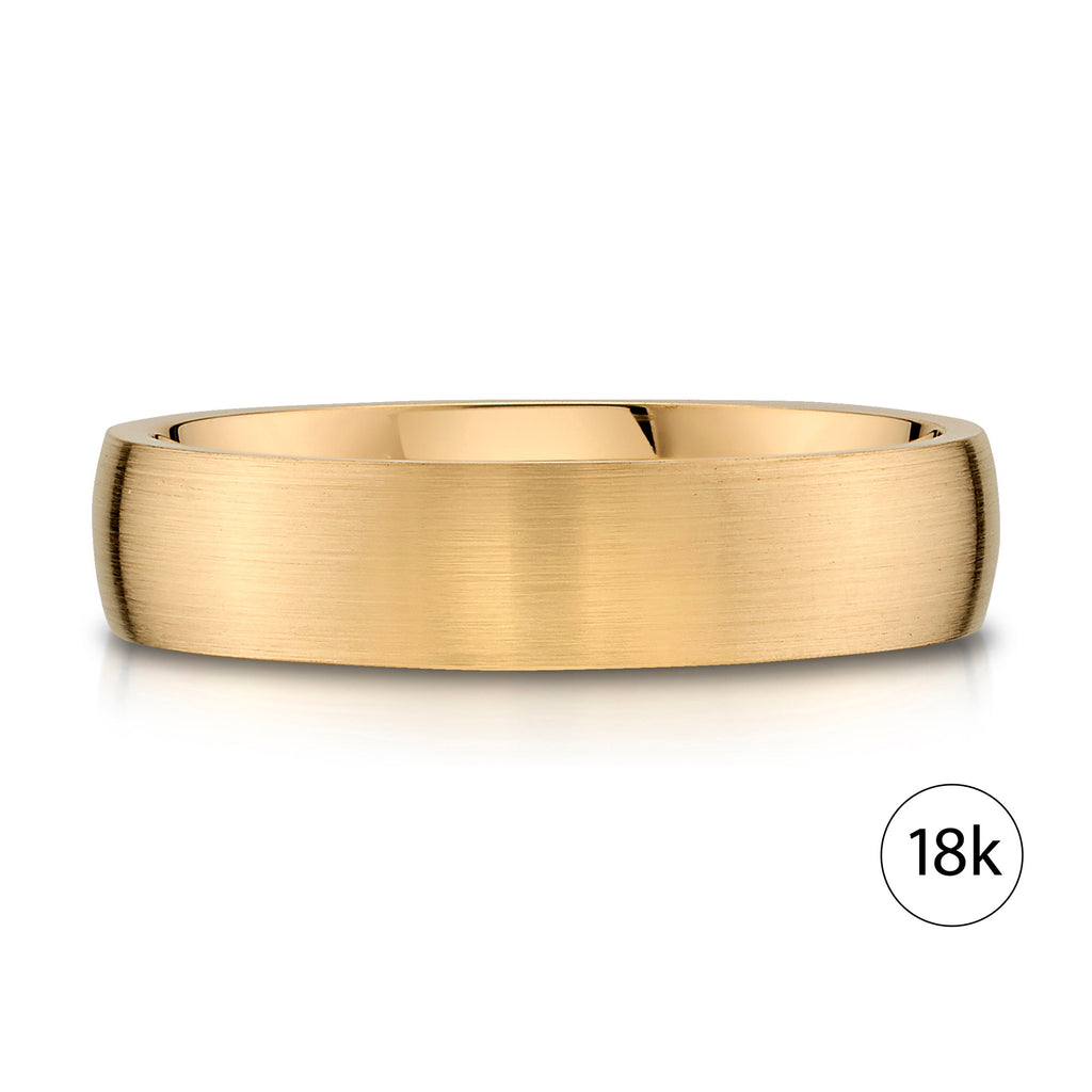 Low Dome Brushed Band in 18k Yellow Gold (5mm)