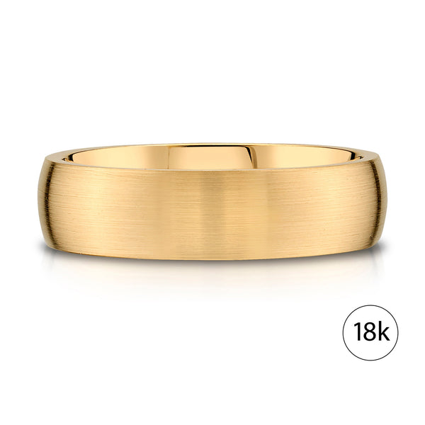 Low Dome Brushed Band in 18k Yellow Gold (6mm)