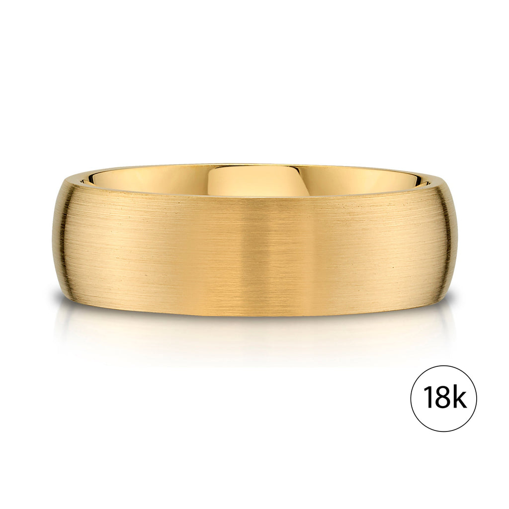 Low Dome Brushed Band in 18k Yellow Gold (7mm)