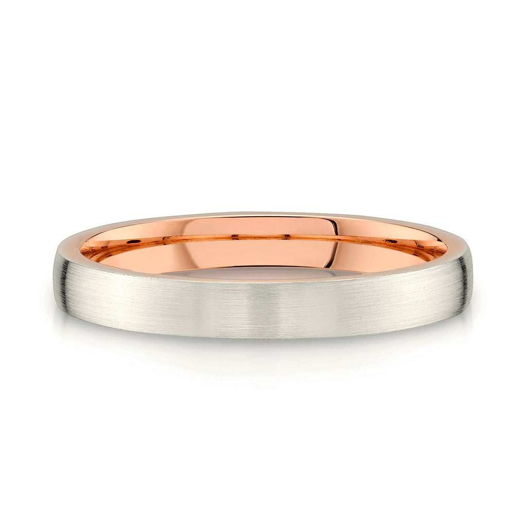 Low Dome Brushed Band in 2-Tone 14k Champagne & Rose Gold (3mm)