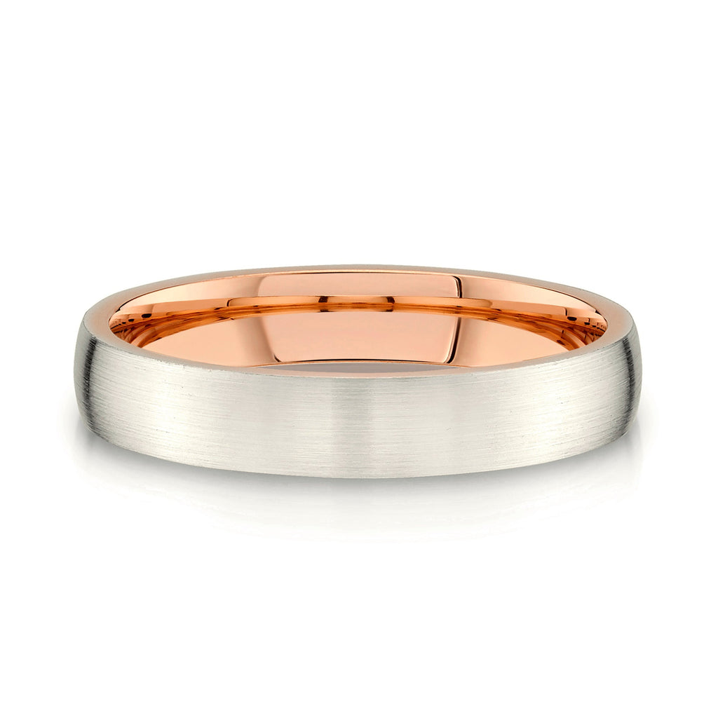 Low Dome Brushed Band in 2-Tone 14k Champagne & Rose Gold (4mm)