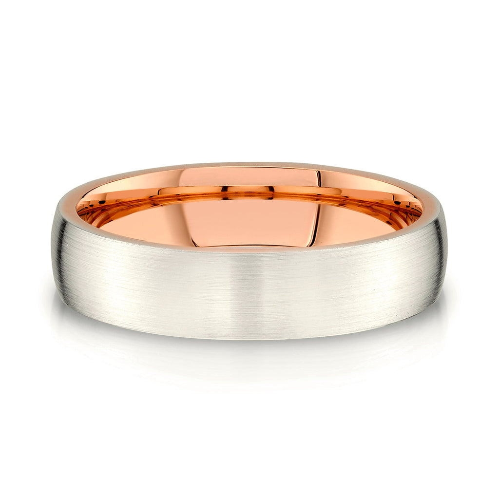 Low Dome Brushed Band in 2-Tone 14k Champagne & Rose Gold (5mm)