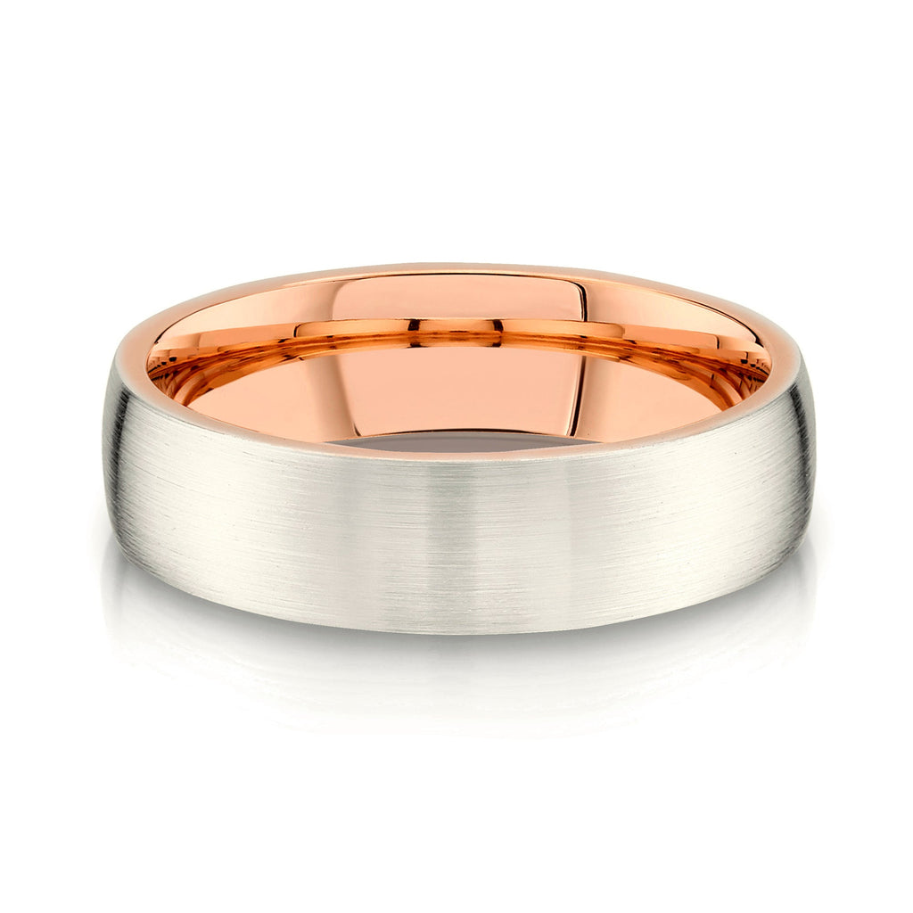 Low Dome Brushed Band in 2-Tone 14k Champagne & Rose Gold (6mm)