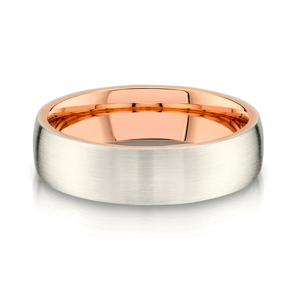 Low Dome Brushed Band in 2-Tone 14k Champagne & Rose Gold (6mm)