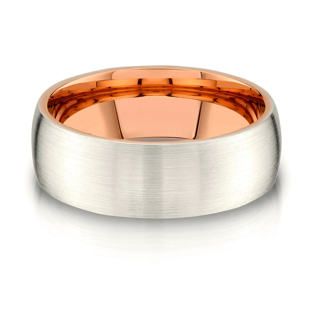 Low Dome Brushed Band in 2-Tone 14k Champagne & Rose Gold (8mm)