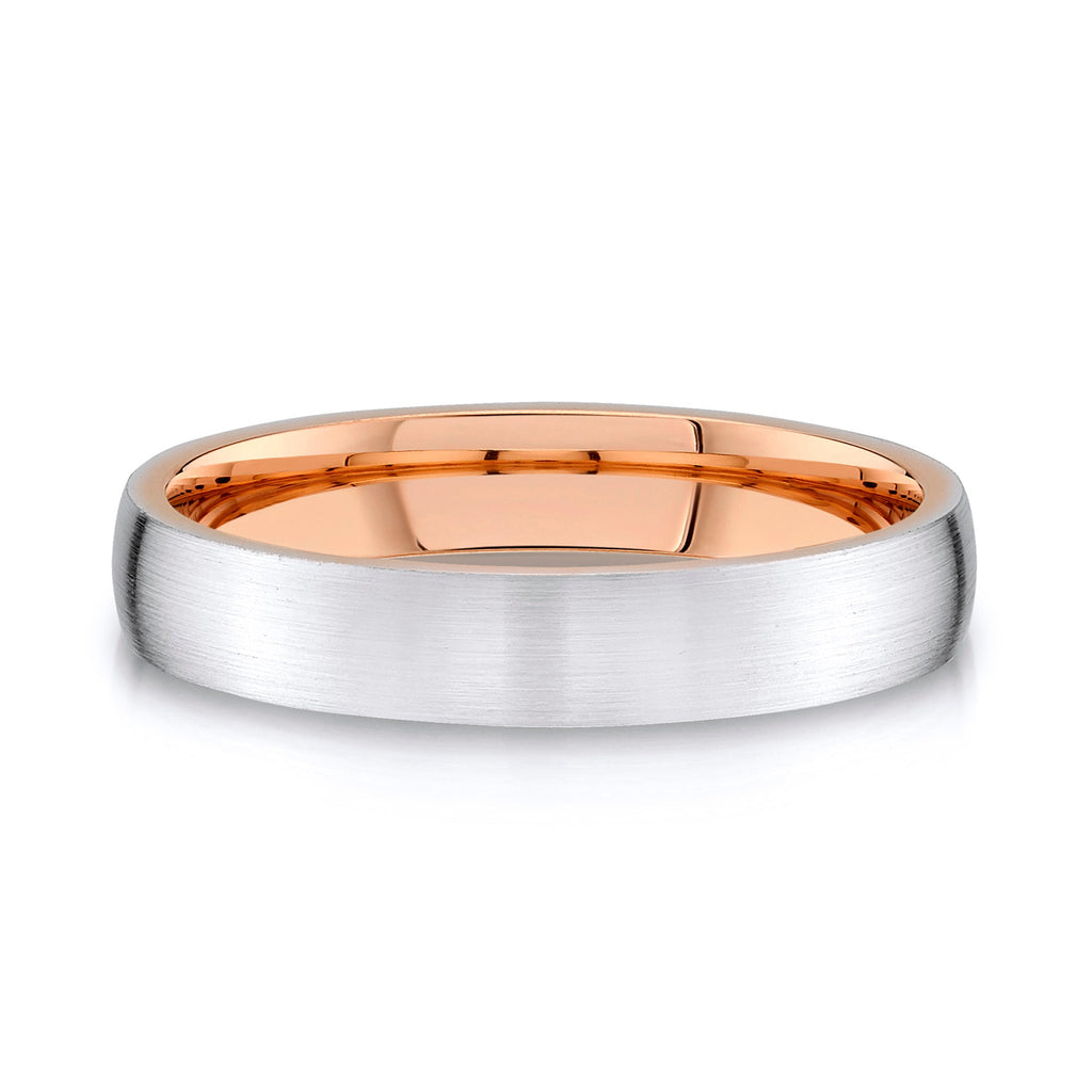 Low Dome Brushed Band in 2-Tone 14k White & Rose Gold (4mm)