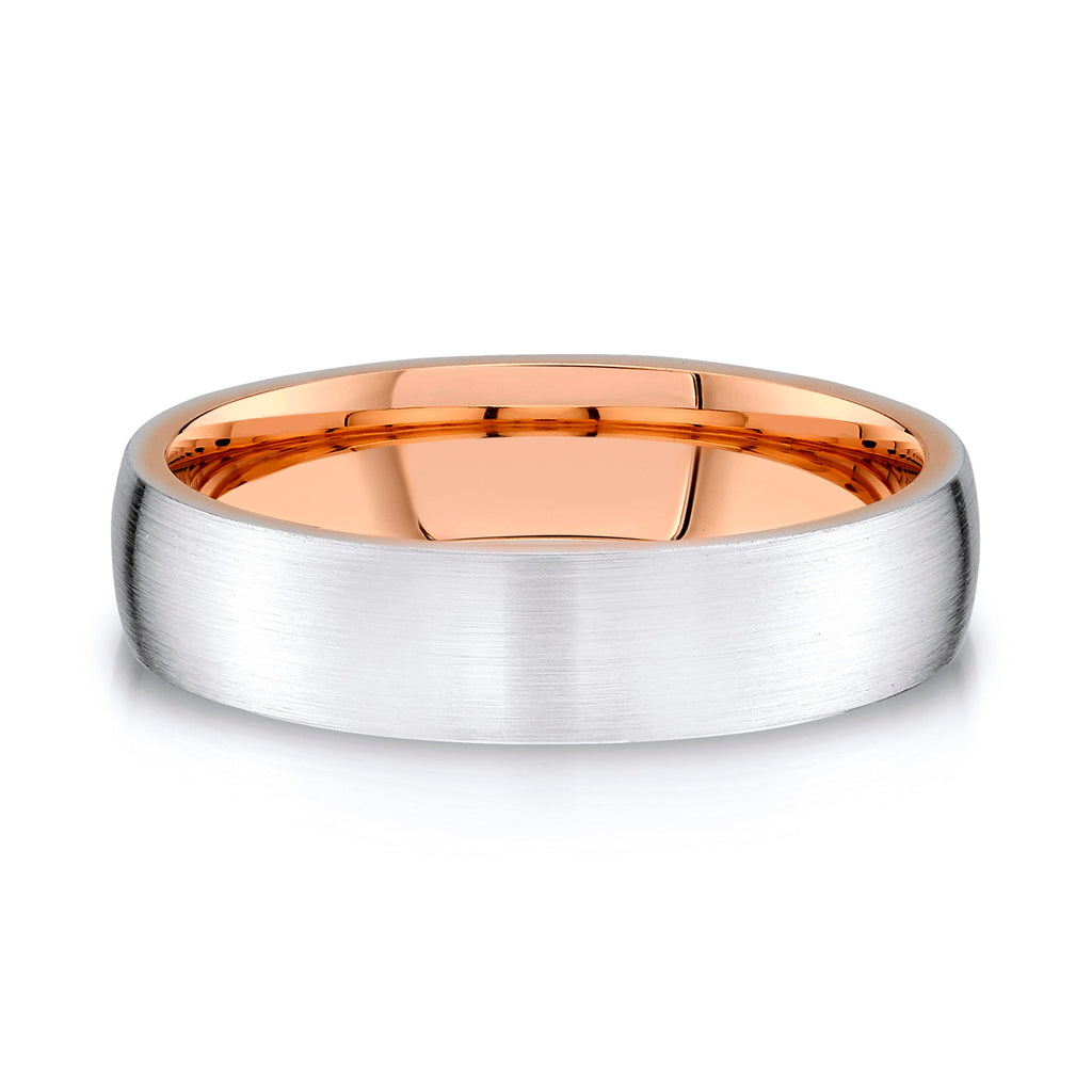 Low Dome Brushed Band in 2-Tone 14k White & Rose Gold (5mm)