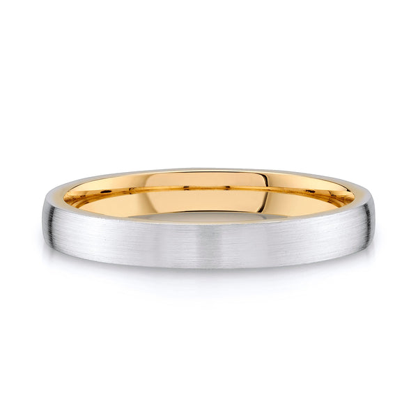 Low Dome Brushed Band in 2-Tone 14k White & Yellow Gold (3mm)