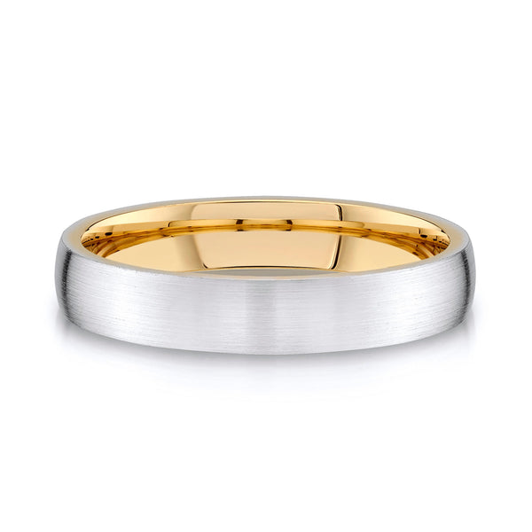 Low Dome Brushed Band in 2-Tone 14k White & Yellow Gold (4mm)