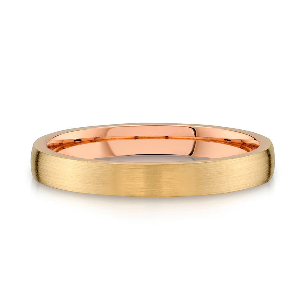 Low Dome Brushed Band in 2-Tone 14k Yellow & Rose Gold (3mm)