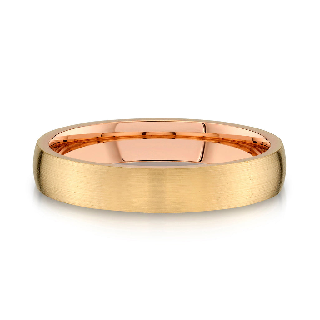 Low Dome Brushed Band in 2-Tone 14k Yellow & Rose Gold (4mm)
