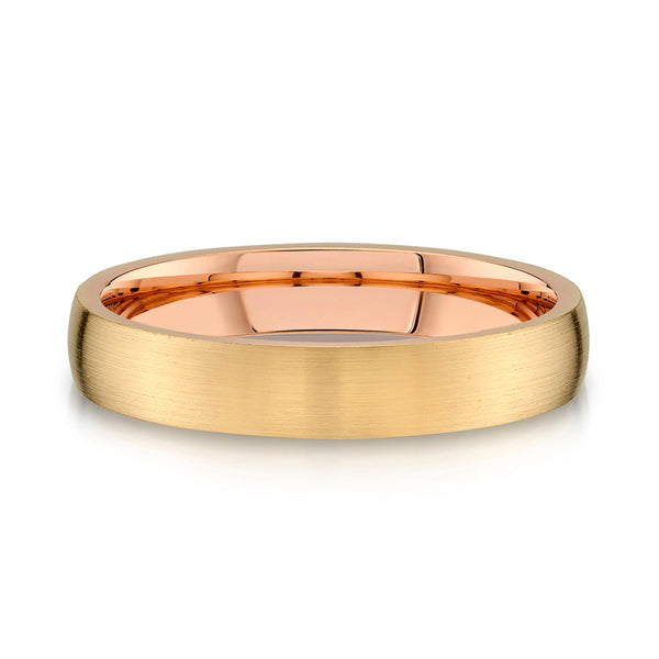 Low Dome Brushed Band in 2-Tone 14k Yellow & Rose Gold (4mm)