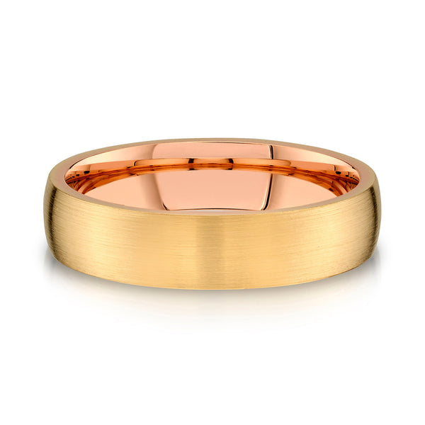 Low Dome Brushed Band in 2-Tone 14k Yellow & Rose Gold (5mm)