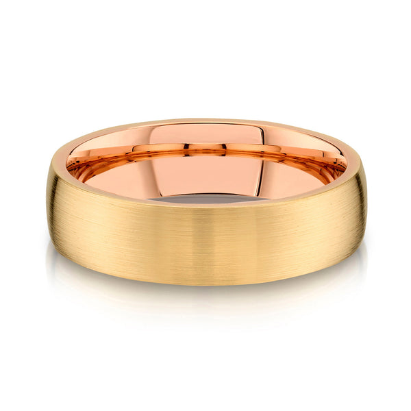 Low Dome Brushed Band in 2-Tone 14k Yellow & Rose Gold (6mm)
