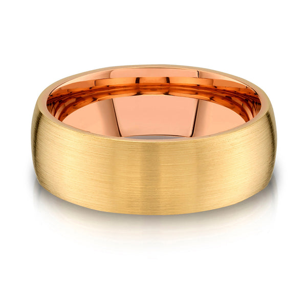 Low Dome Brushed Band in 2-Tone 14k Yellow & Rose Gold (8mm)