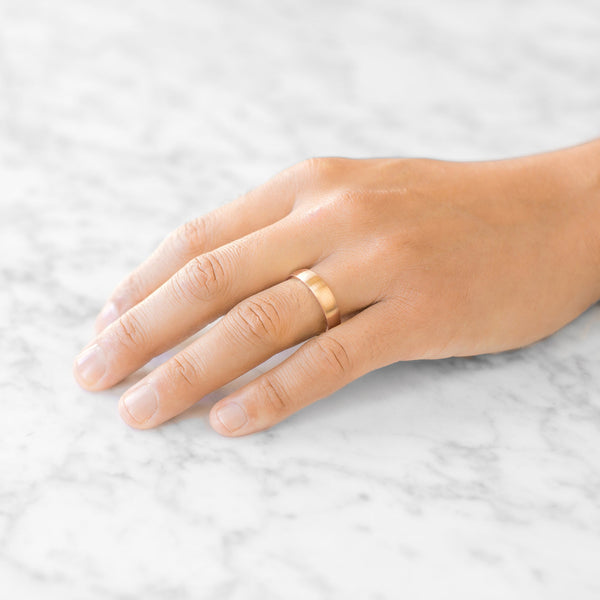 Low Dome Brushed Band in 14k Rose Gold (5mm)