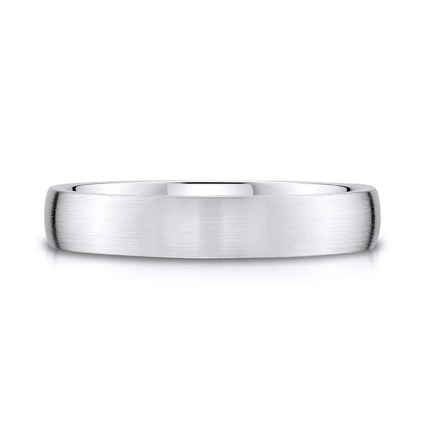 Low Dome Brushed Band in 14k White Gold (4mm)