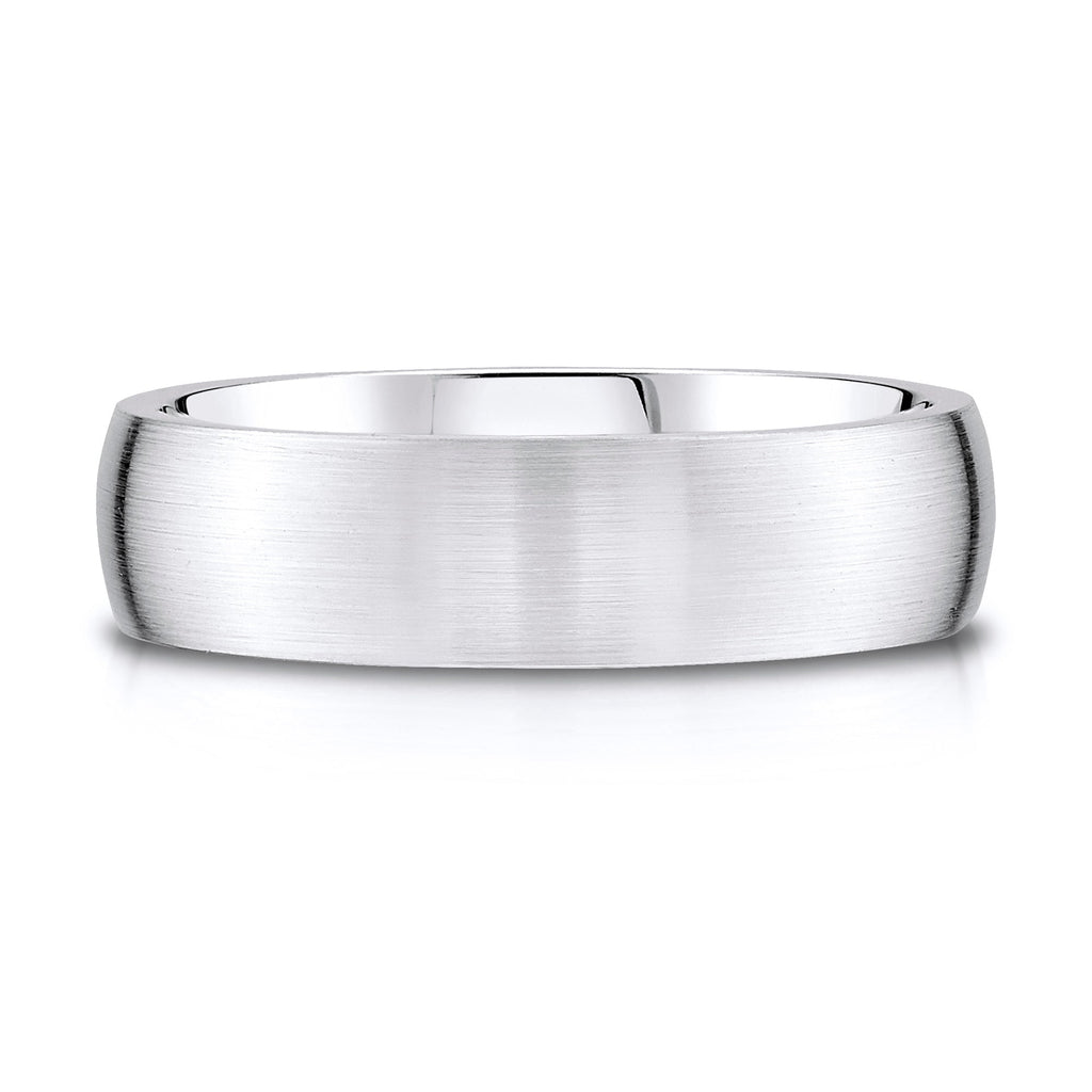 Low Dome Brushed Band in 14k White Gold (6mm)