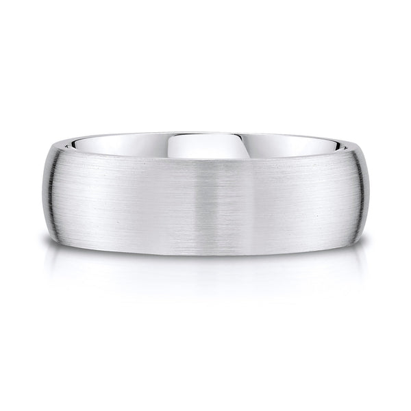 Low Dome Brushed Band in 14k White Gold (7mm)