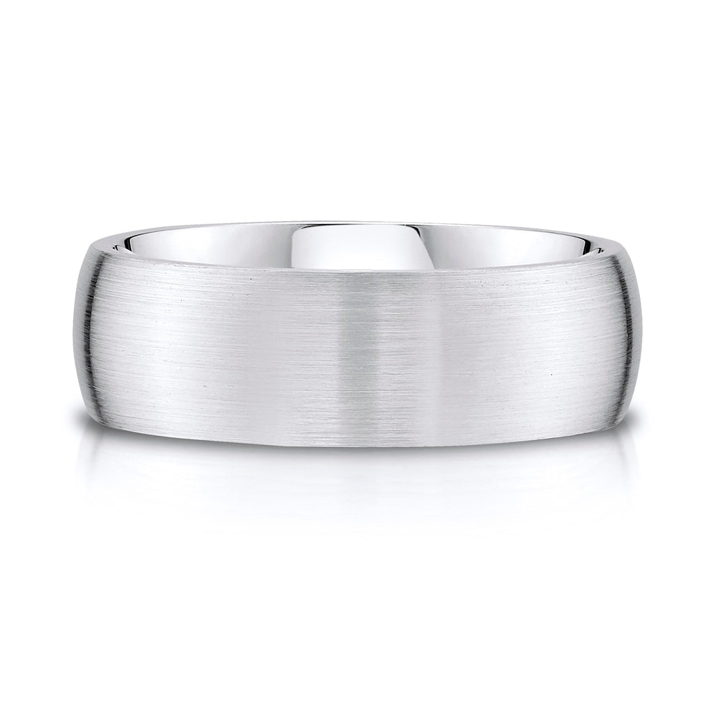 Low Dome Brushed Band in 14k White Gold (8mm)