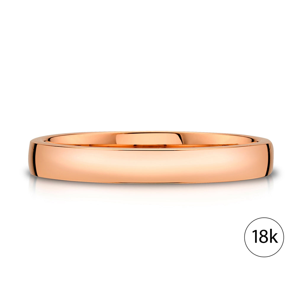 Low Dome Polished Band in 18k Rose Gold (3mm)