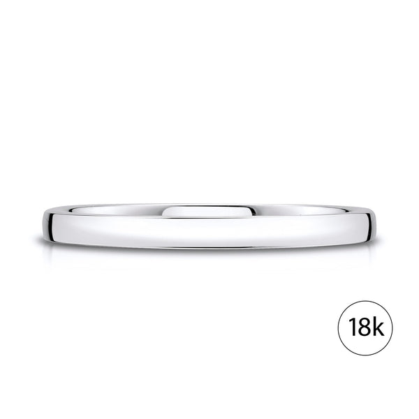 Low Dome Polished Band in 18k White Gold (2mm)