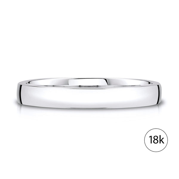 Low Dome Polished Band in 18k White Gold (3mm)