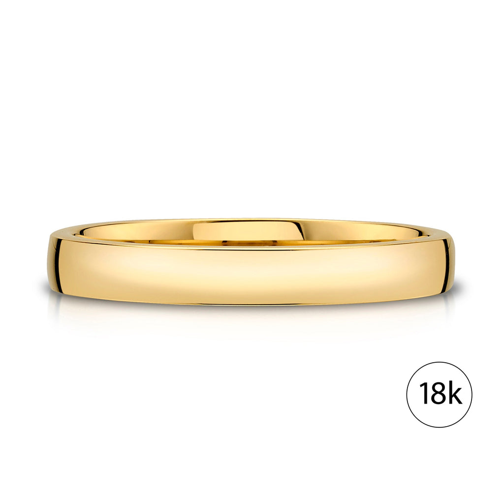 Low Dome Polished Band in 18k Yellow Gold (3mm)