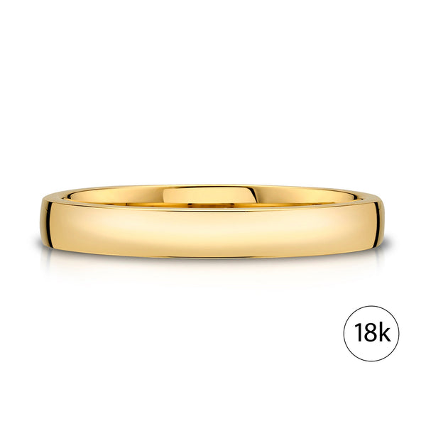 Low Dome Polished Band in 18k Yellow Gold (3mm)