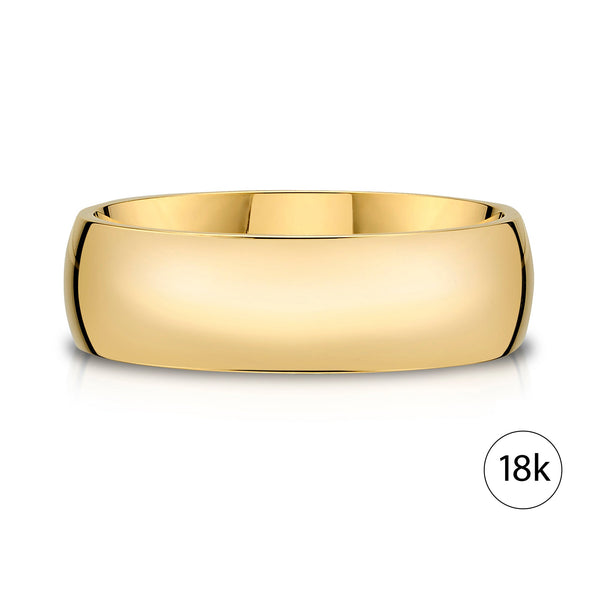 Low Dome Polished Band in 18k Yellow Gold (7mm)