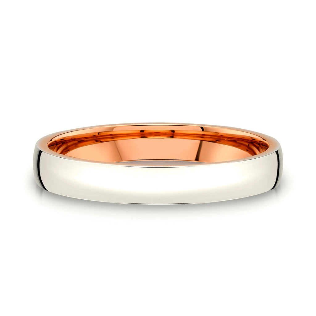 Low Dome Polished Band in 2-Tone 14k Champagne & Rose Gold (3mm)