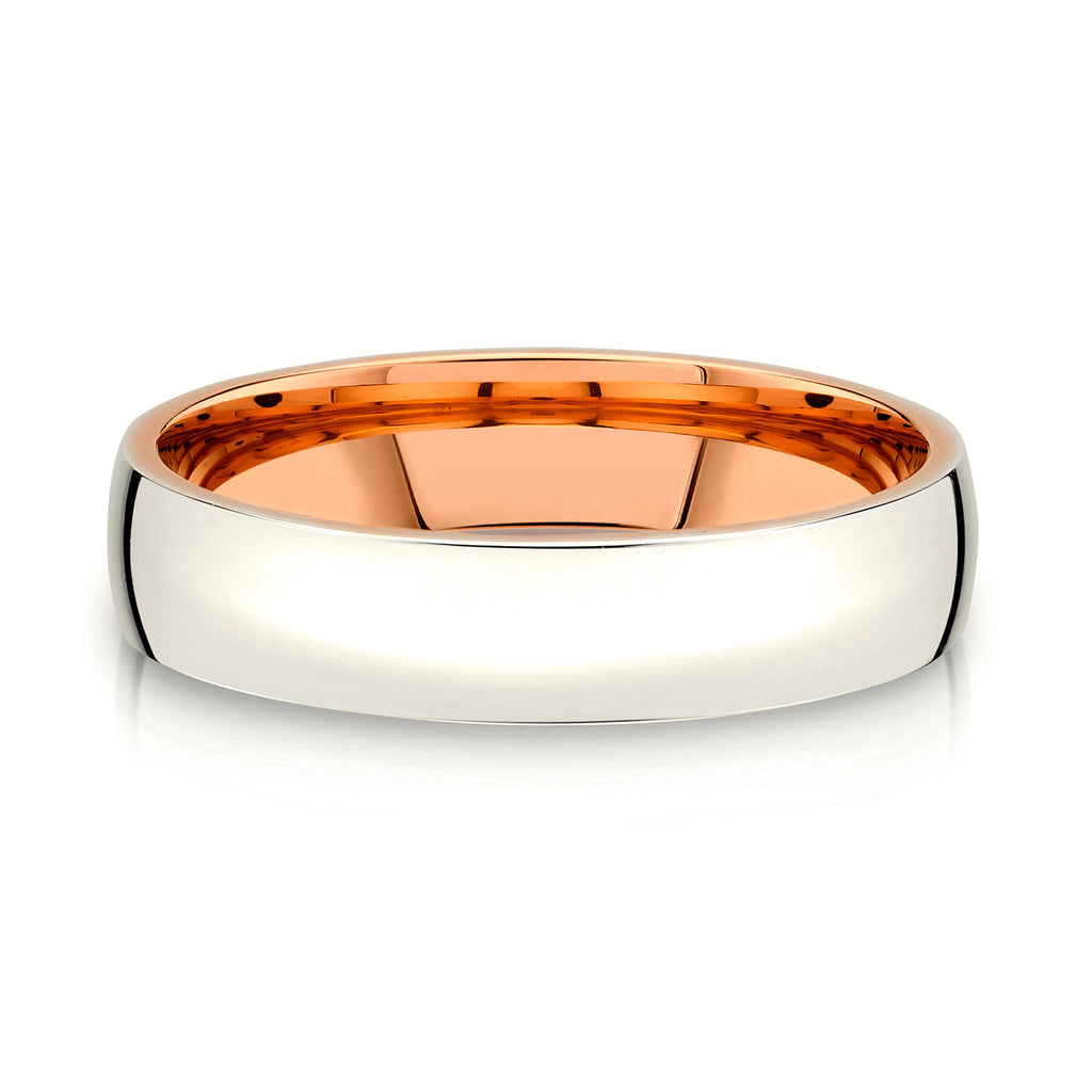 Low Dome Polished Band in 2-Tone 14k Champagne & Rose Gold (5mm)