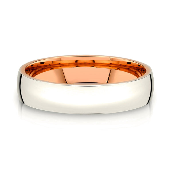 Low Dome Polished Band in 2-Tone 14k Champagne & Rose Gold (5mm)