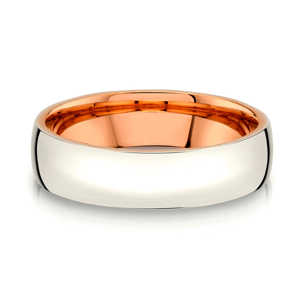 Low Dome Polished Band in 2-Tone 14k Champagne & Rose Gold (6mm)