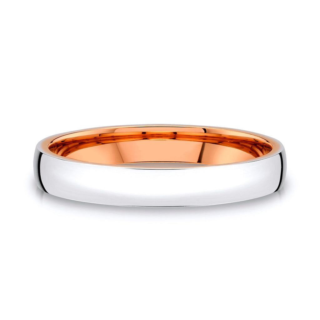 Low Dome Polished Band in 2-Tone 14k White & Rose Gold (3mm)