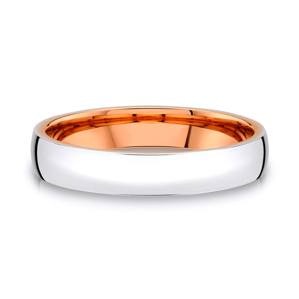 Low Dome Polished Band in 2-Tone 14k White & Rose Gold (4mm)
