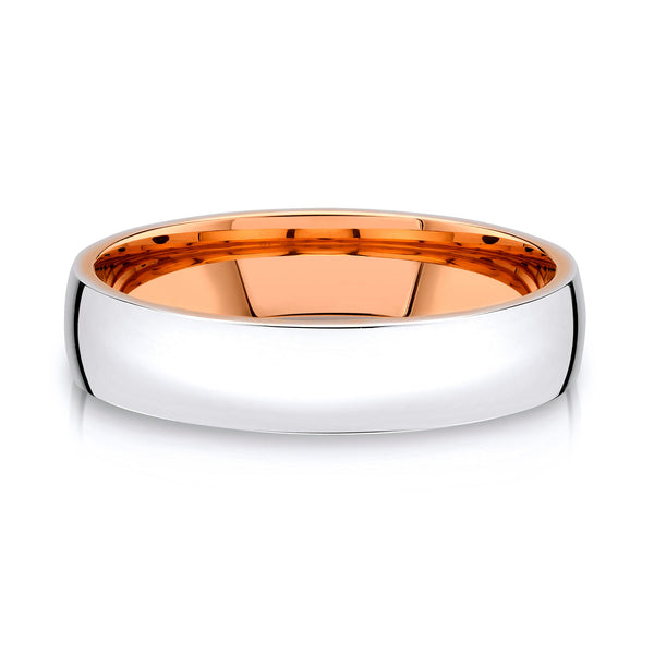 Low Dome Polished Band in 2-Tone 14k White & Rose Gold (5mm)