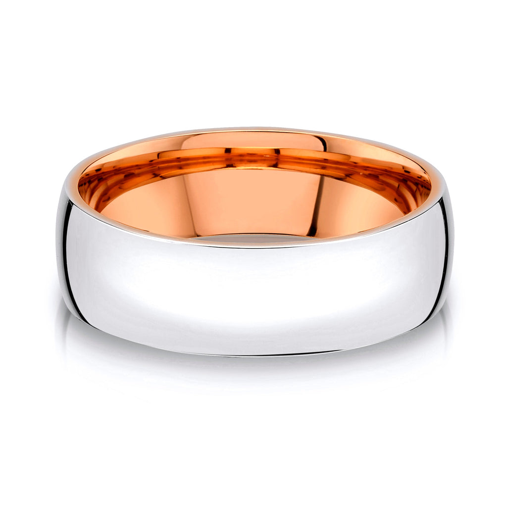 Low Dome Polished Band in 2-Tone 14k White & Rose Gold (7mm)