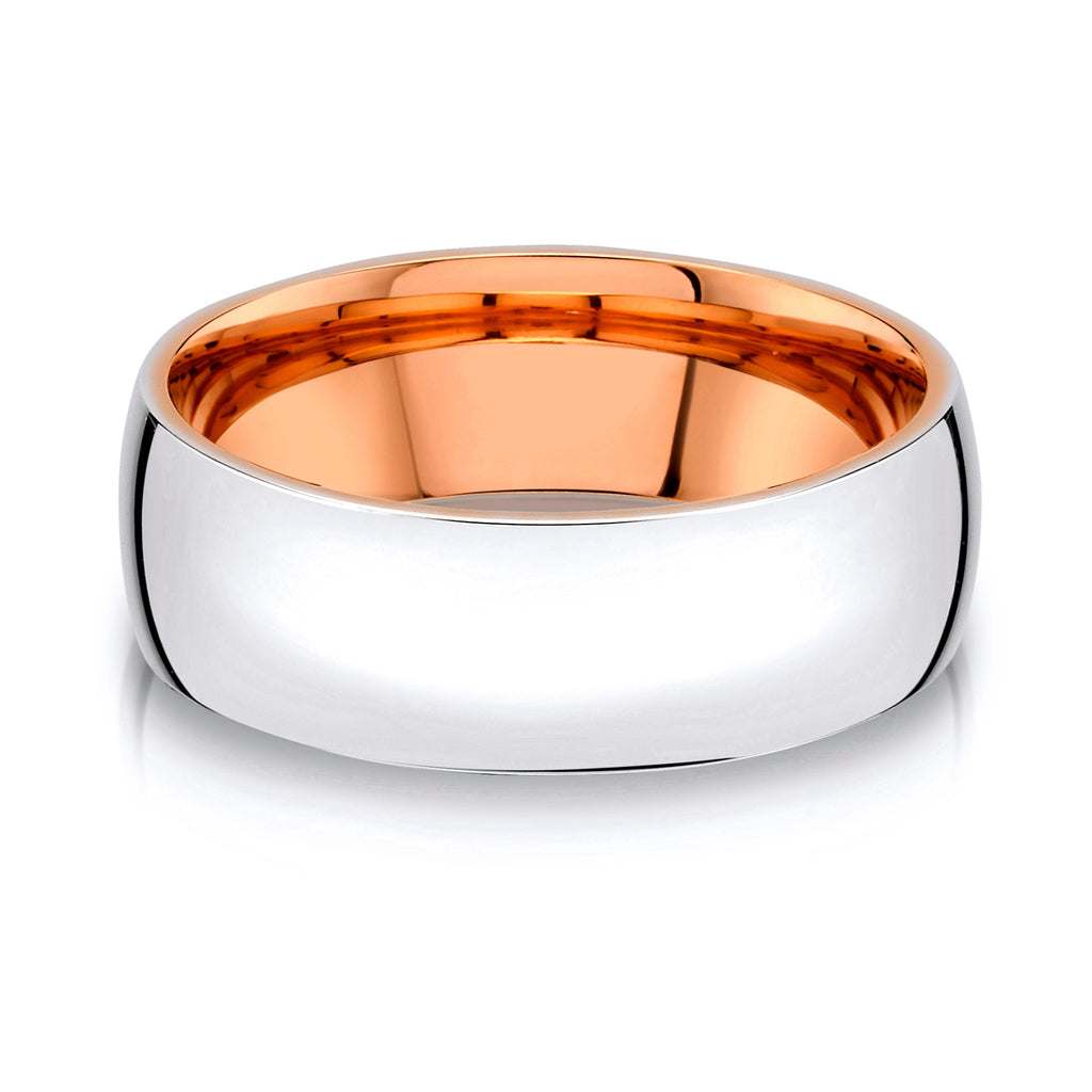 Low Dome Polished Band in 2-Tone 14k White & Rose Gold (8mm)