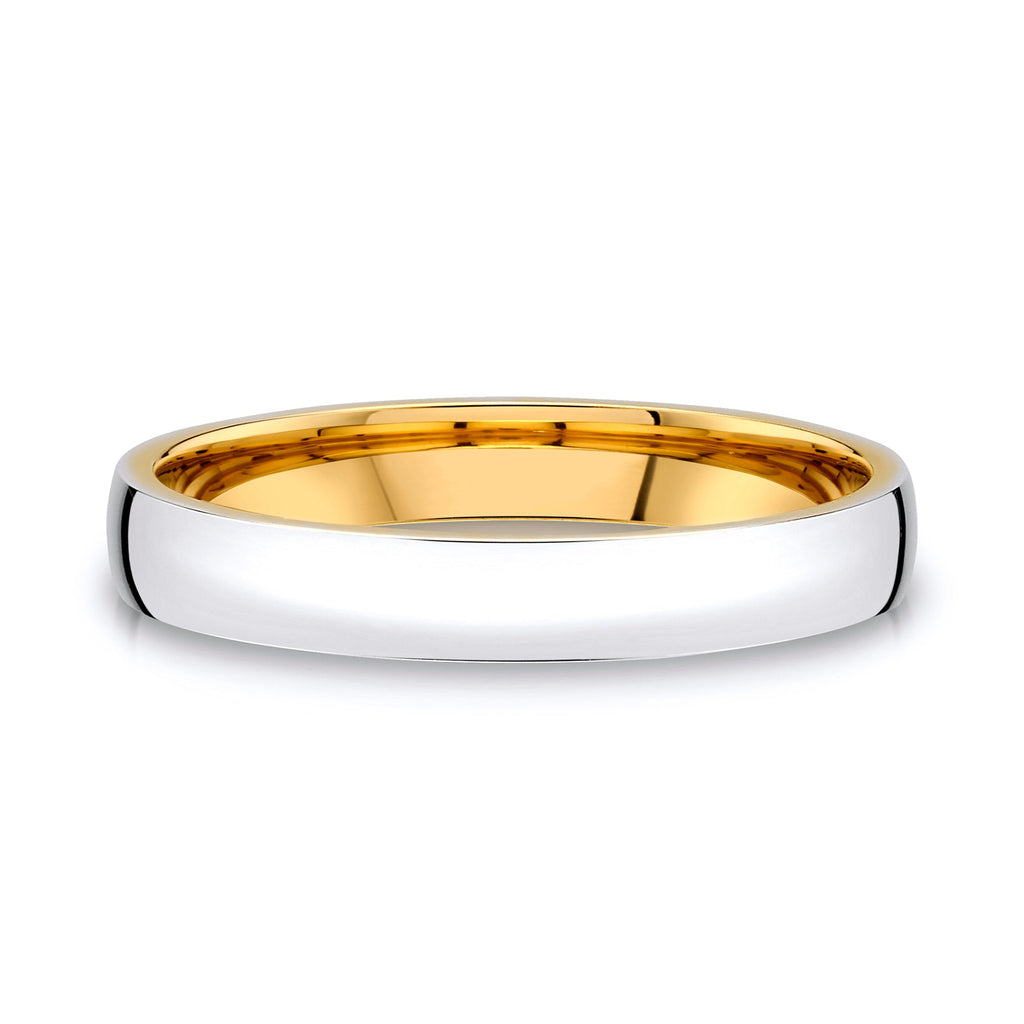 Low Dome Polished Band in 2-Tone 14k White & Yellow Gold (3mm)