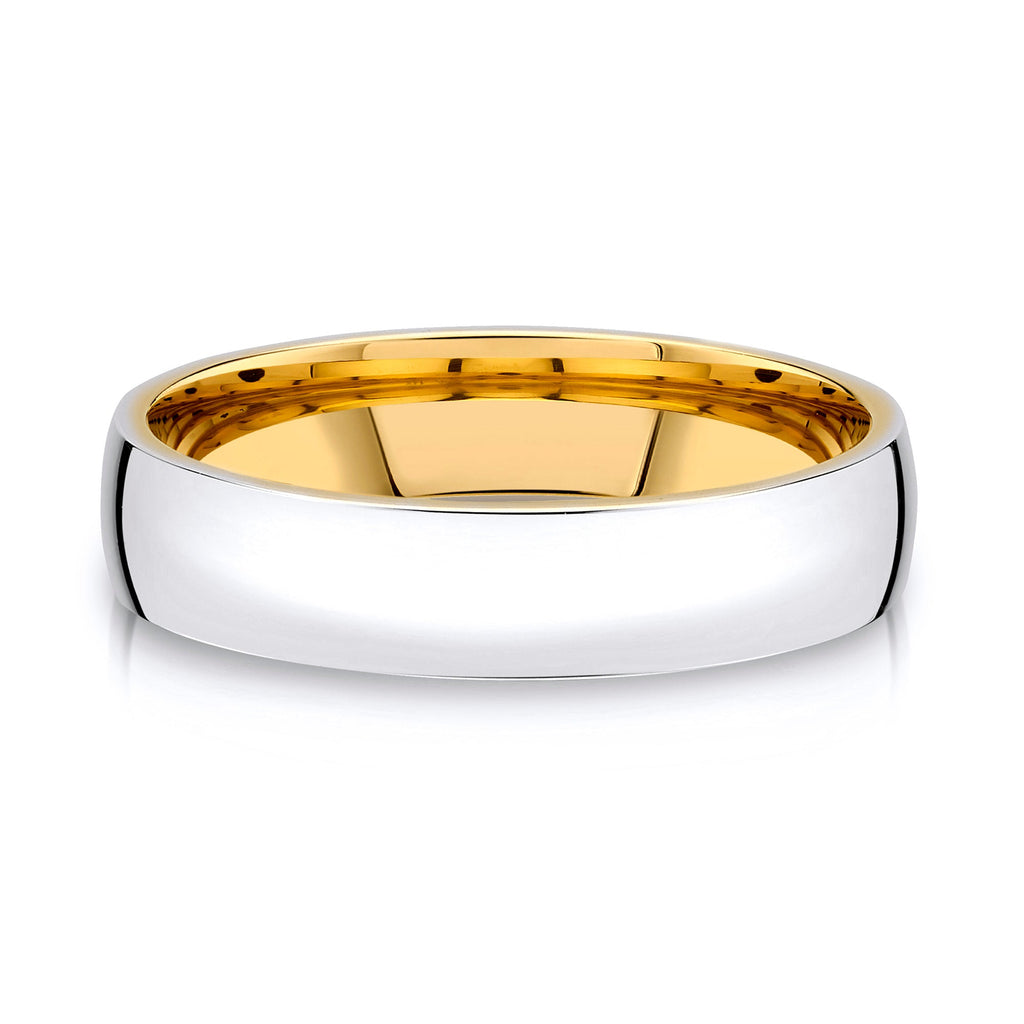 Low Dome Polished Band in 2-Tone 14k White & Yellow Gold (5mm)