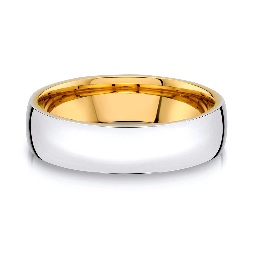 Low Dome Polished Band in 2-Tone 14k White & Yellow Gold (6mm)