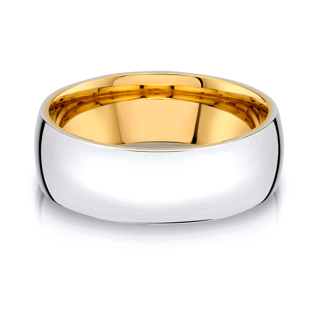 Low Dome Polished Band in 2-Tone 14k White & Yellow Gold (8mm)