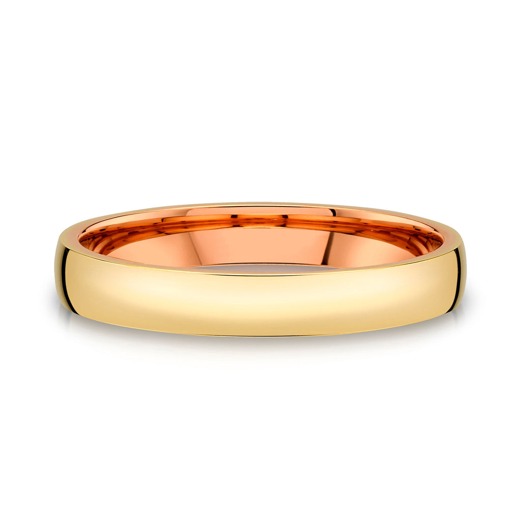Low Dome Polished Band in 2-Tone 14k Yellow & Rose Gold (3mm)